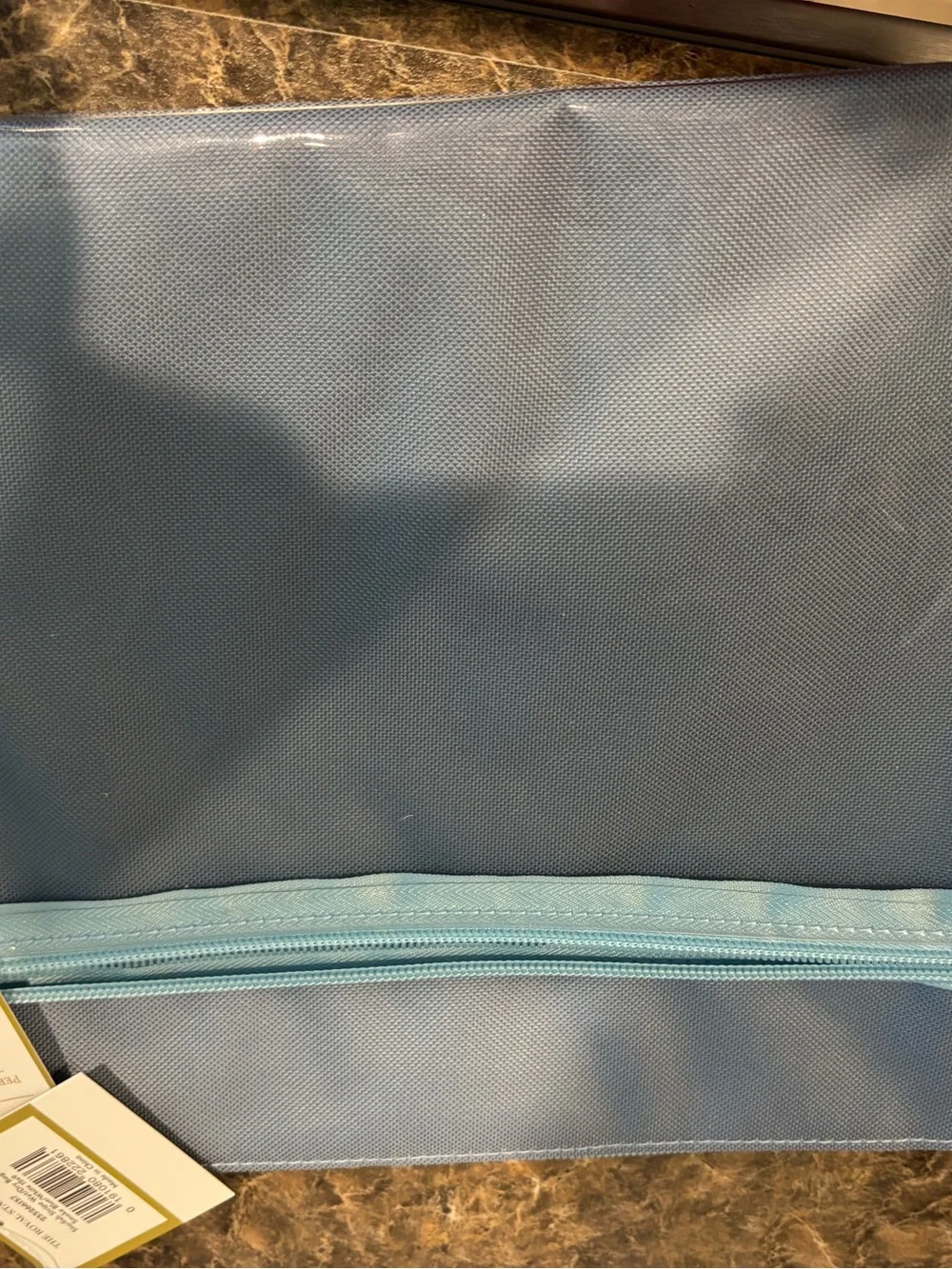 Starfish Print Coastal Wet/Dry Pouch in Slate Blue. 12” x 9”